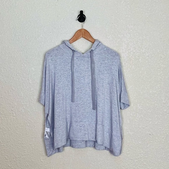 Lou & Grey French Terry Hoodie Womens Small Gray Oversized Side Slits - Picture 5 of 10